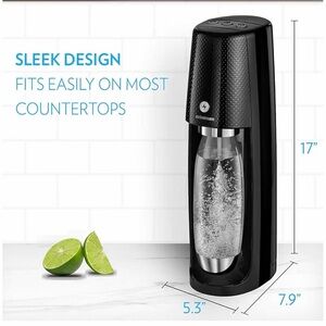 SodaStream One Touch Electric Sparkling Water Maker Bundle (Black) with CO2